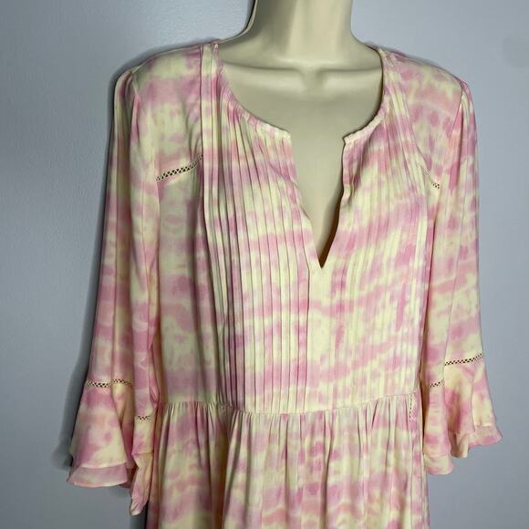 Julie‎ Brown NYC Cool Whip Rocky Pintuck V Neck Mini Dress Pink Coastal Relax L - Picture 3 of 16